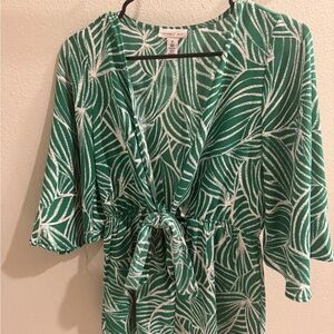Sincerely Jules Green and White Leaf Print Jumpsuit